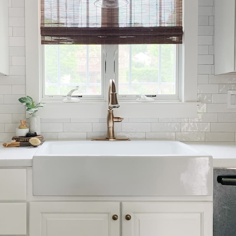 Parker Crisp White Fireclay 34" Single Bowl Quick-Fit Farmhouse Apron Front Drop-in Kitchen Sink with 1 Hole and Drain