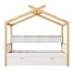 preview thumbnail 5 of 6, White Wood Frame Twin House Bed with Two Drawers and Bookshelf Storage Space