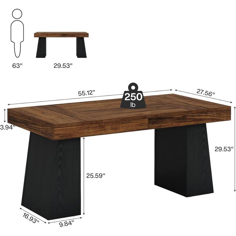 55.1" W Conference Table for 4-6 People, Modern Meeting Table