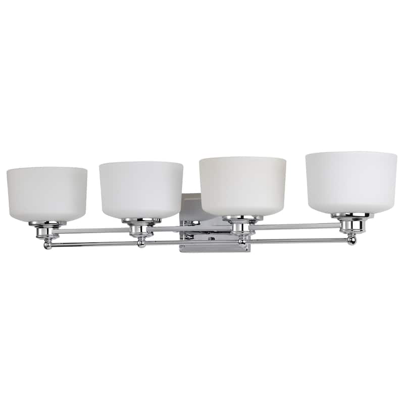 Soho - 4 Light Vanity - Polished Chrome Finish with Satin White Glass