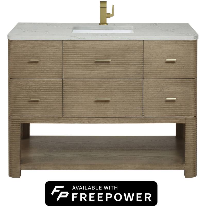 James Martin Vanities D704-V48-FVSL Lucian 48" Free Standing Single - Pebble Oak