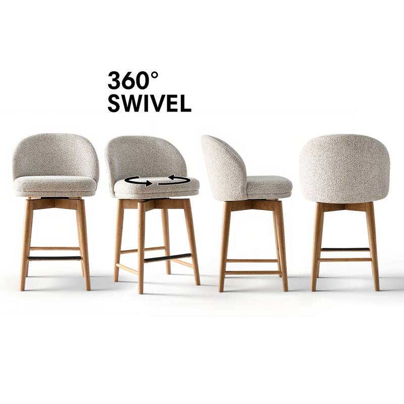 25.5" Swivel Solid Wood Leg Upholstered Counter Stool(Set of 4)