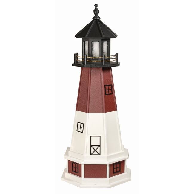 Barnegat Replica Poly Lighthouse with Base - Solar Light - 5 Foot