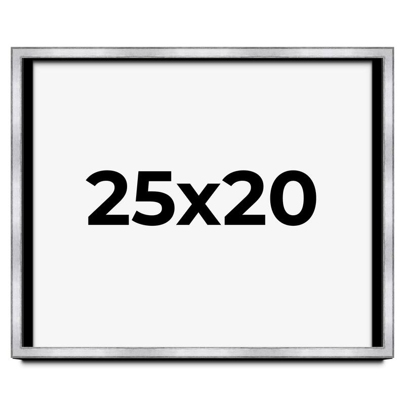 25x20 Shadow Box Frame Silver | 1.375 Inches Deep Real Wood