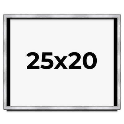 25x20 Shadow Box Frame Silver | 1.375 Inches Deep Real Wood