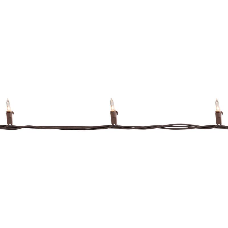 100-Count Clear Mini Christmas Light Set - 20.25ft - Brown Wire