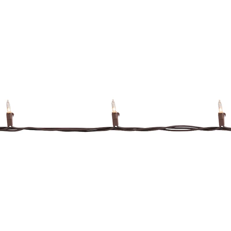 35-Count Clear Mini Christmas Lights Set 7ft Brown Wire - 7'