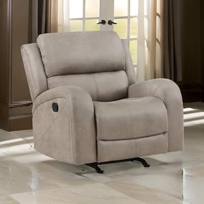 Patsy 38 Inch Manual Recliner Rocker Chair, Brown Microfiber, Tufted Back