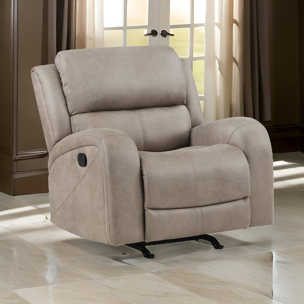 Patsy 38 Inch Manual Recliner Rocker Chair, Brown Microfiber, Tufted Back