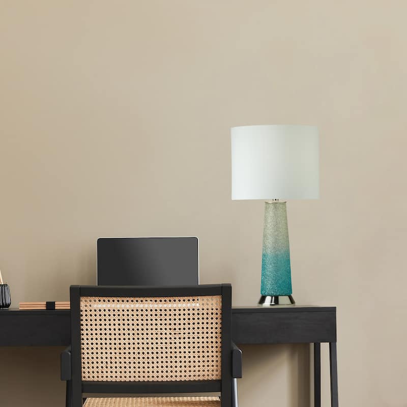Bliss River of Goods Ombre Pink Glass and Metal 22-Inch Table Lamp