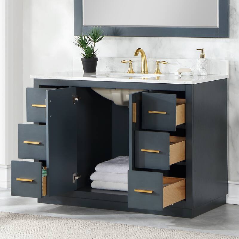 Altair Gazsi Bathroom Vanity with Composite Stone Countertop without Mirror