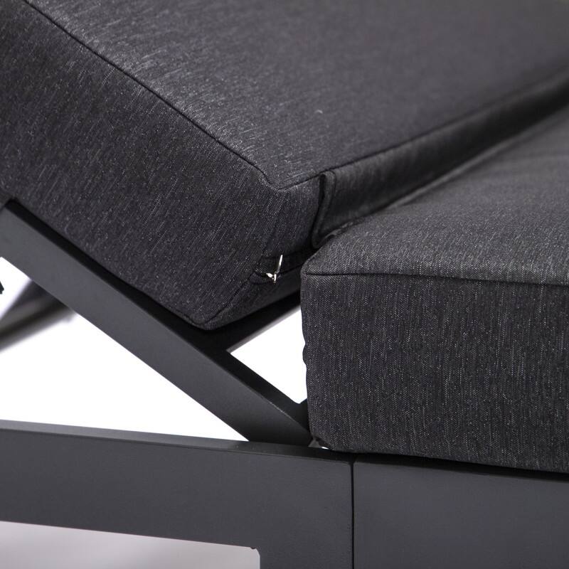 Chelsea Heavy-Duty Aluminum Outdoor Chaise Lounge with Machine-Washable Fade-Resistant Cushions, Lay-Flat Design