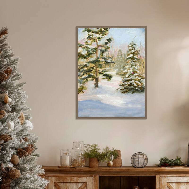 Trees in Winter by Sandra Iafrate Framed Canvas Wall Art Print - Sylvie Dark Gold
