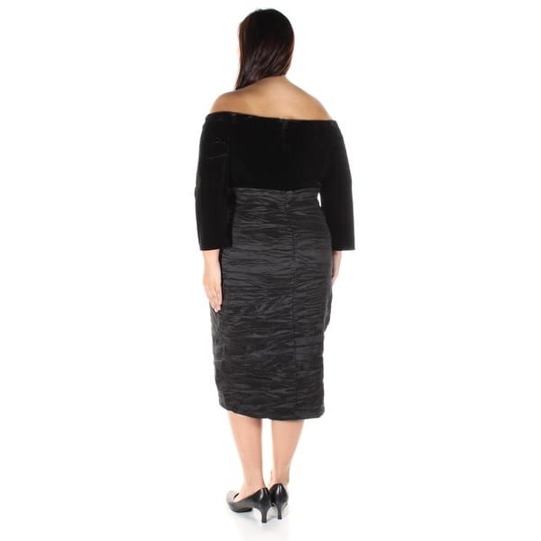 Shop Womens Black 3/4 Sleeve Midi Body Con Casual Dress Size: 14 -  Overstock - 23450216
