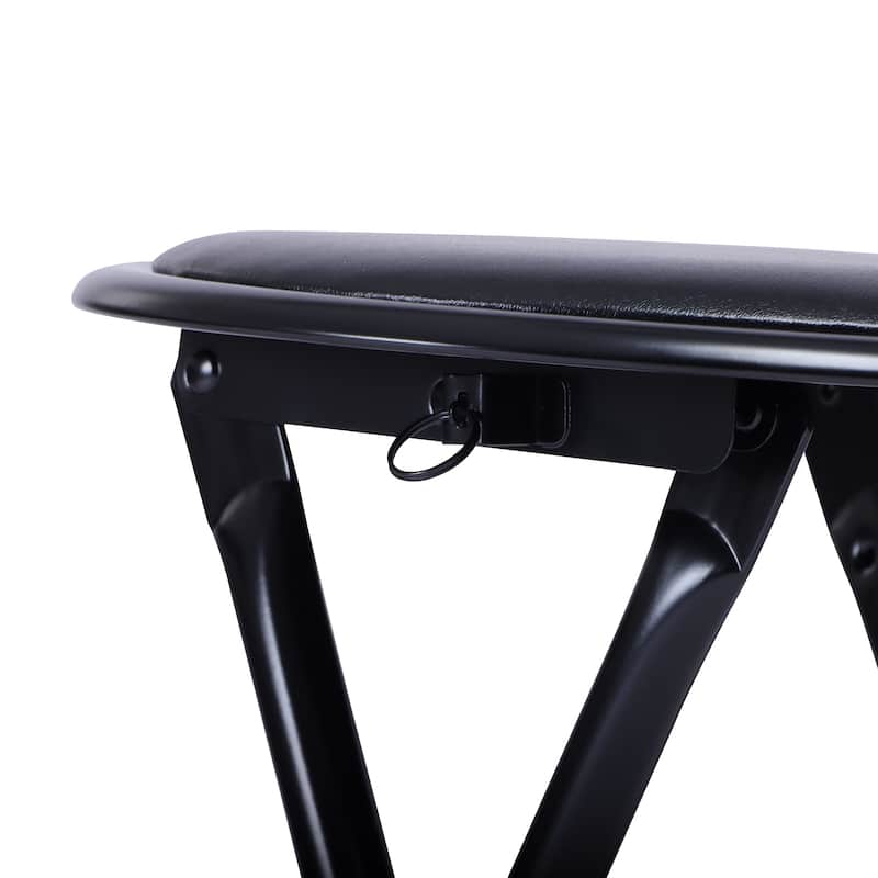 Homy Casa Outdoor Folding Barstool, Black PVC Seat, Picnic， Patio Stool