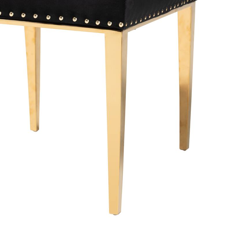 Caspera Contemporary Glam and Luxe Velvet Fabric and Metal 2-Piece Dining Chair Set