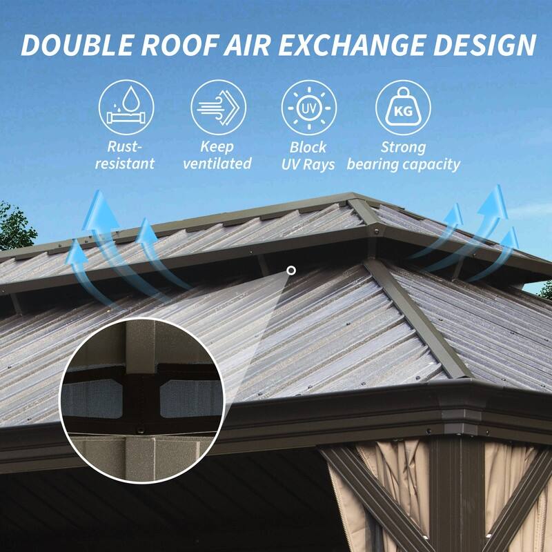 Domi Hardtop Gazebo with Galvanized Steel Double Roof and Aluminum Frame