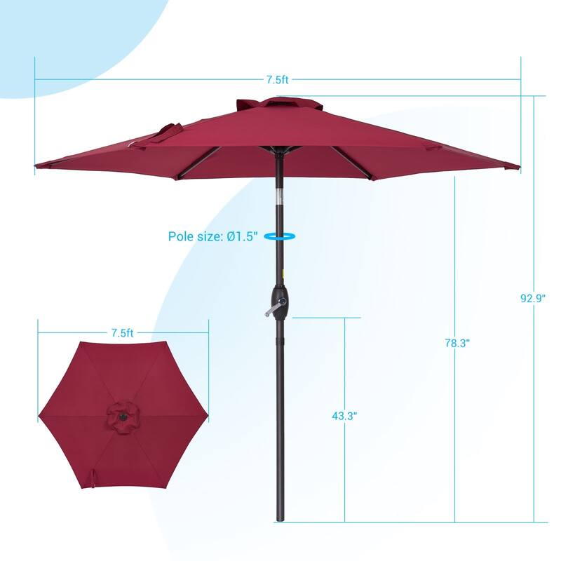 Bonosuki 7.5-foot Waterproof Sunshade Canopy Patio Umbrella