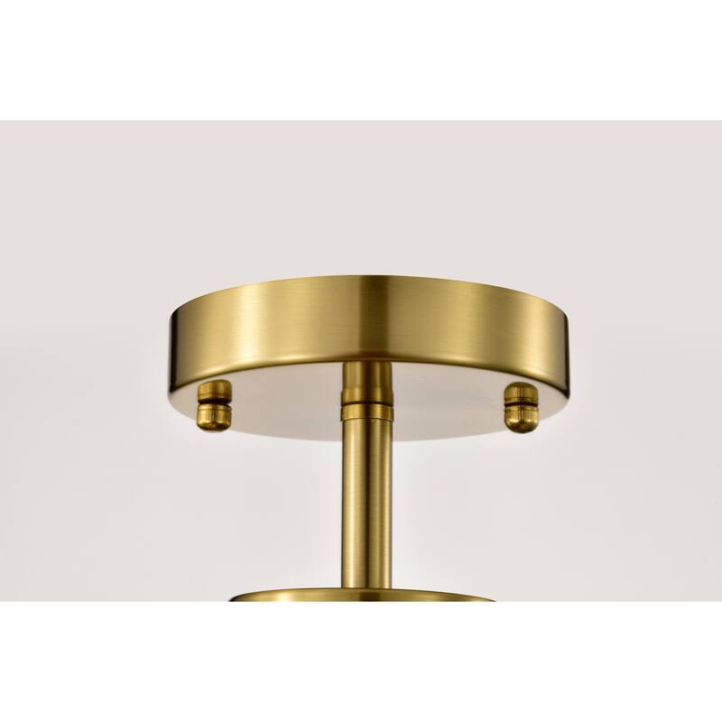 Mirka Brass Semi-Flush Mount Ceiling Lamp with Amber Impressed Glass Shade