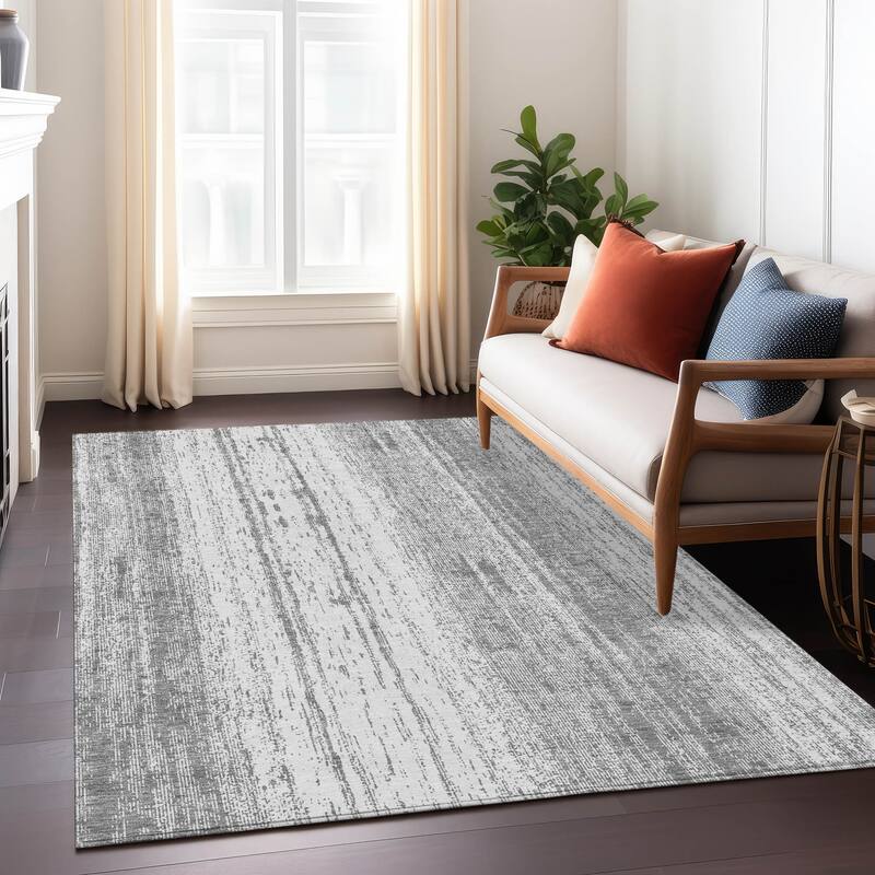 Machine Washable Indoor/ Outdoor Chantille Ombre Stripes Rug