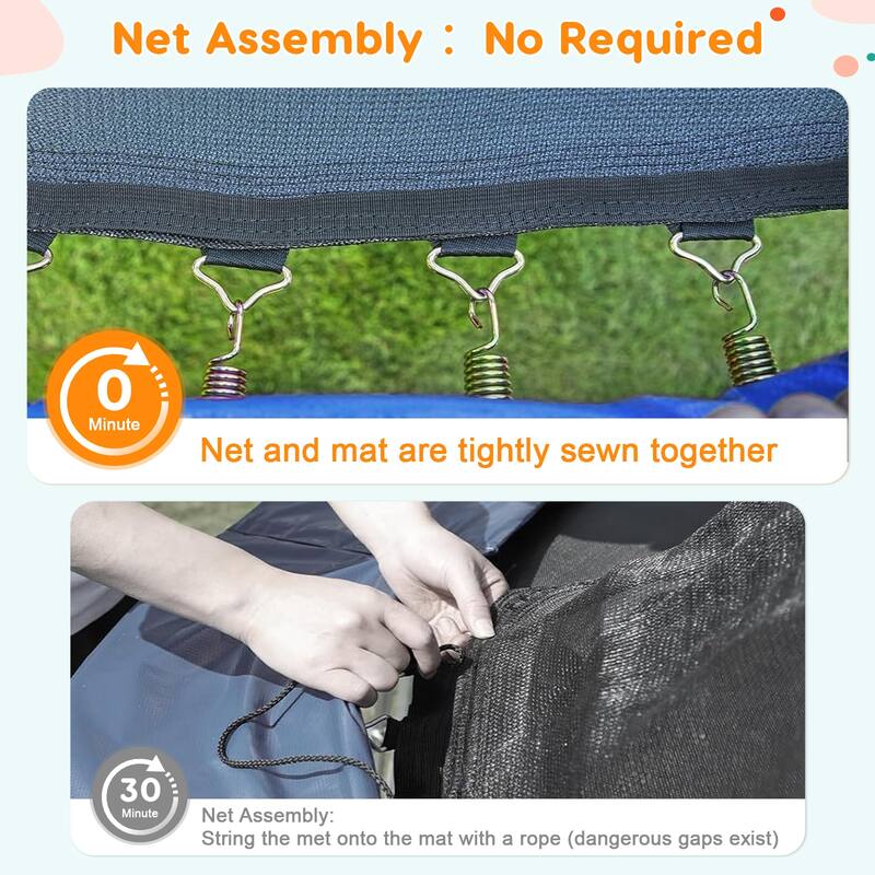 14FT Trampoline, Recreational Trampolines with Enclosure Net and Ladder