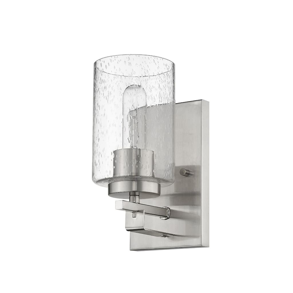 Metal and Textured Wall Sconce with Seeded Glass Shade LED Hardwired - 5.75” x 4.5” x 8.75” (D x W x H)