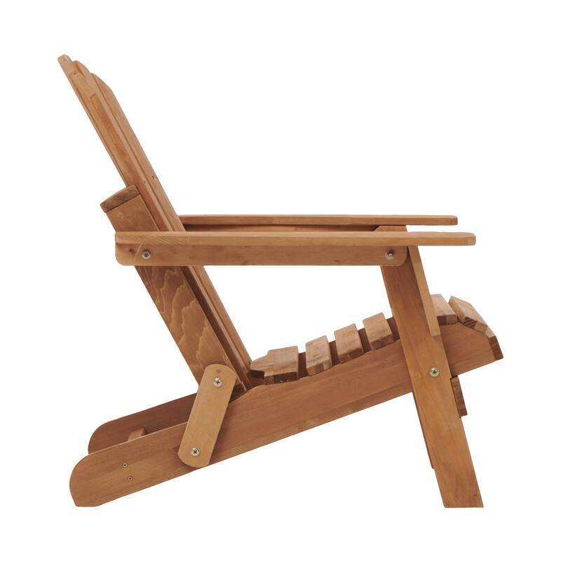 Oversize Wooden Outdoor Folding Adirondack Chair with Pre-Assembled BackRest & SeatBoard, Wood Patio Chair