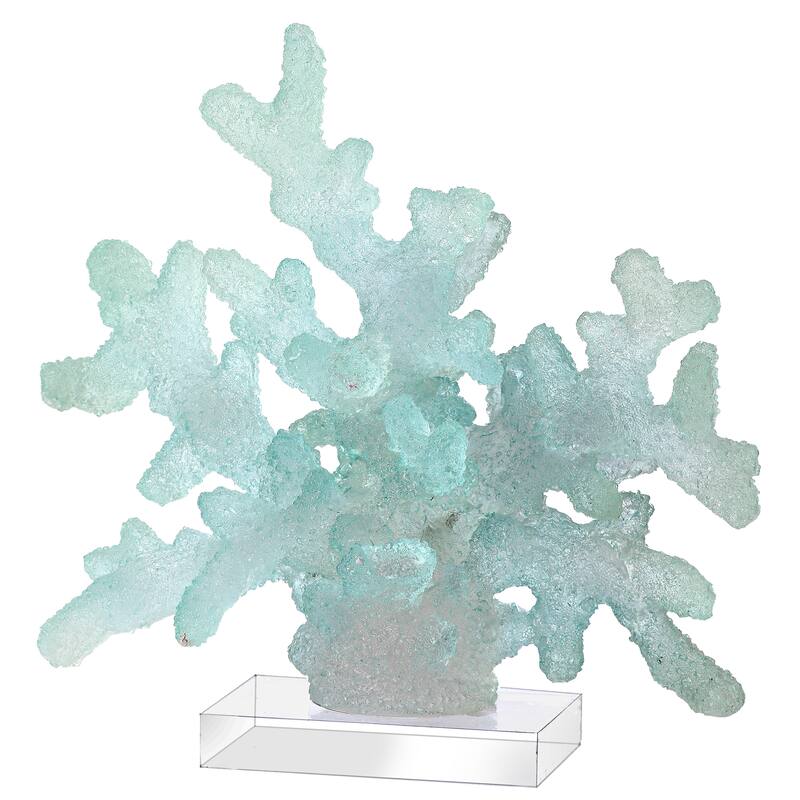 12" Clear Resin Coral With Acrylic Base