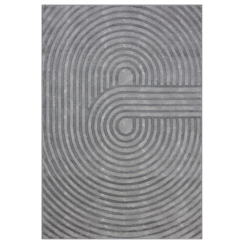 Mila Collection Geometric Grey Contemporary Area Rug - Light Grey - 5' X 7'