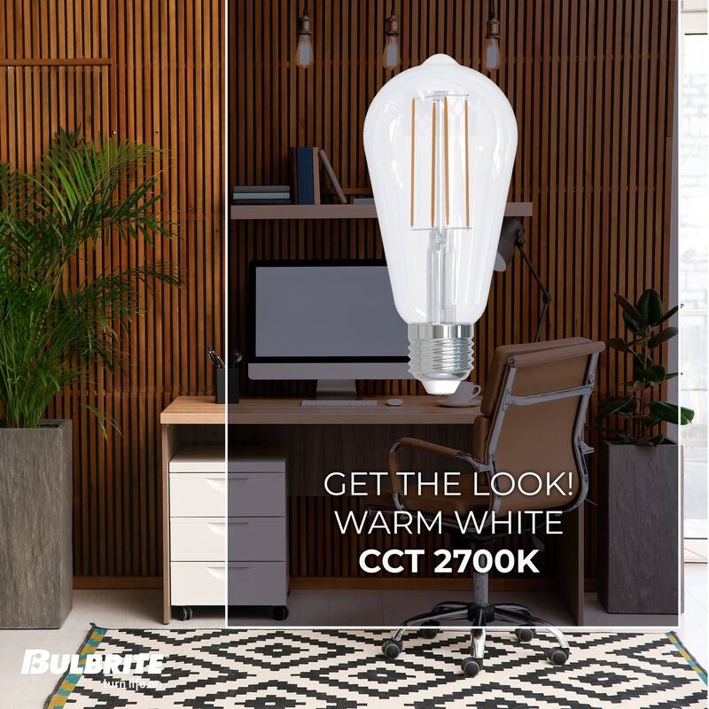 Bulbrite Pack of (4) 4.5 Watt Dimmable Clear Filament ST18 Medium (E26) LED Bulb - 450 Lumens, 2700K, and 90 CRI
