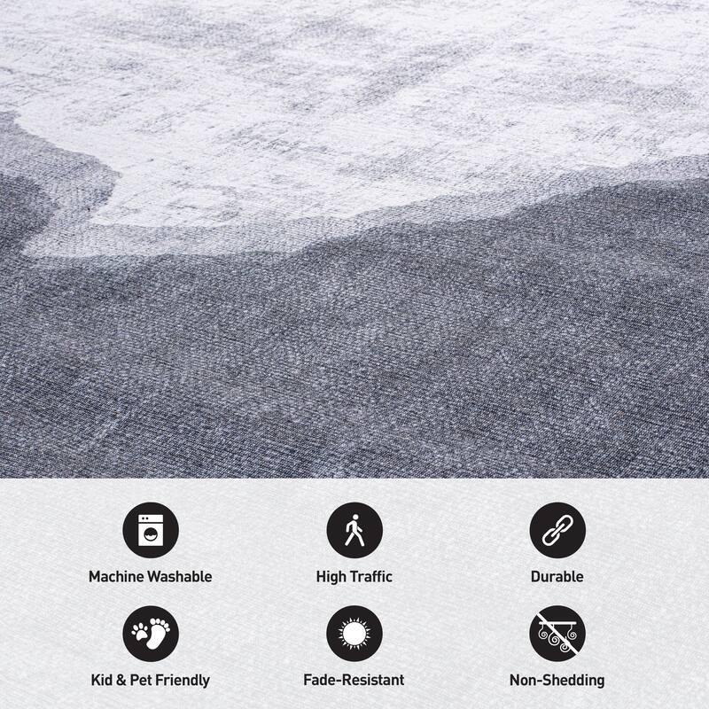 Contemporary Modern Abstract Machine Washable Area Rug