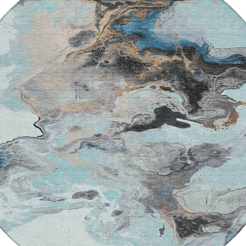 HomeRoots Abstract Modern Rectangle Outdoor Rug