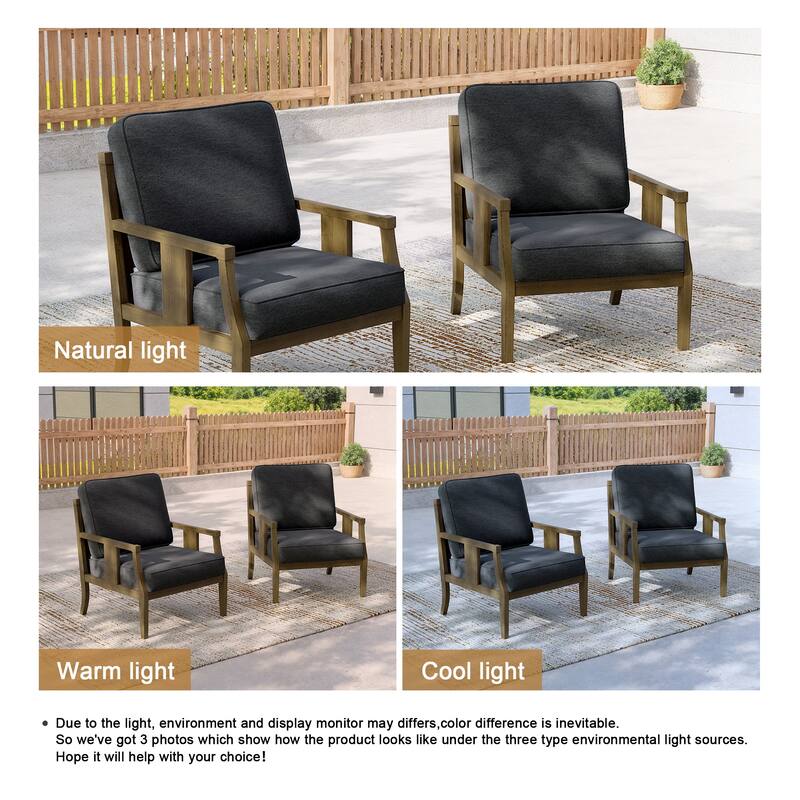 2 Set Outdoor Patio Club Chair with Cushion Patio Arm Lounge Chair