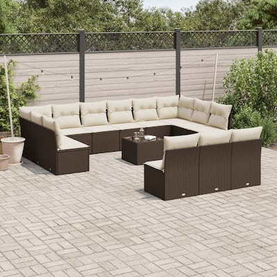 vidaXL Garden Sofa Set Brown, Cream White - 21.7 x 21.7 x 14.6