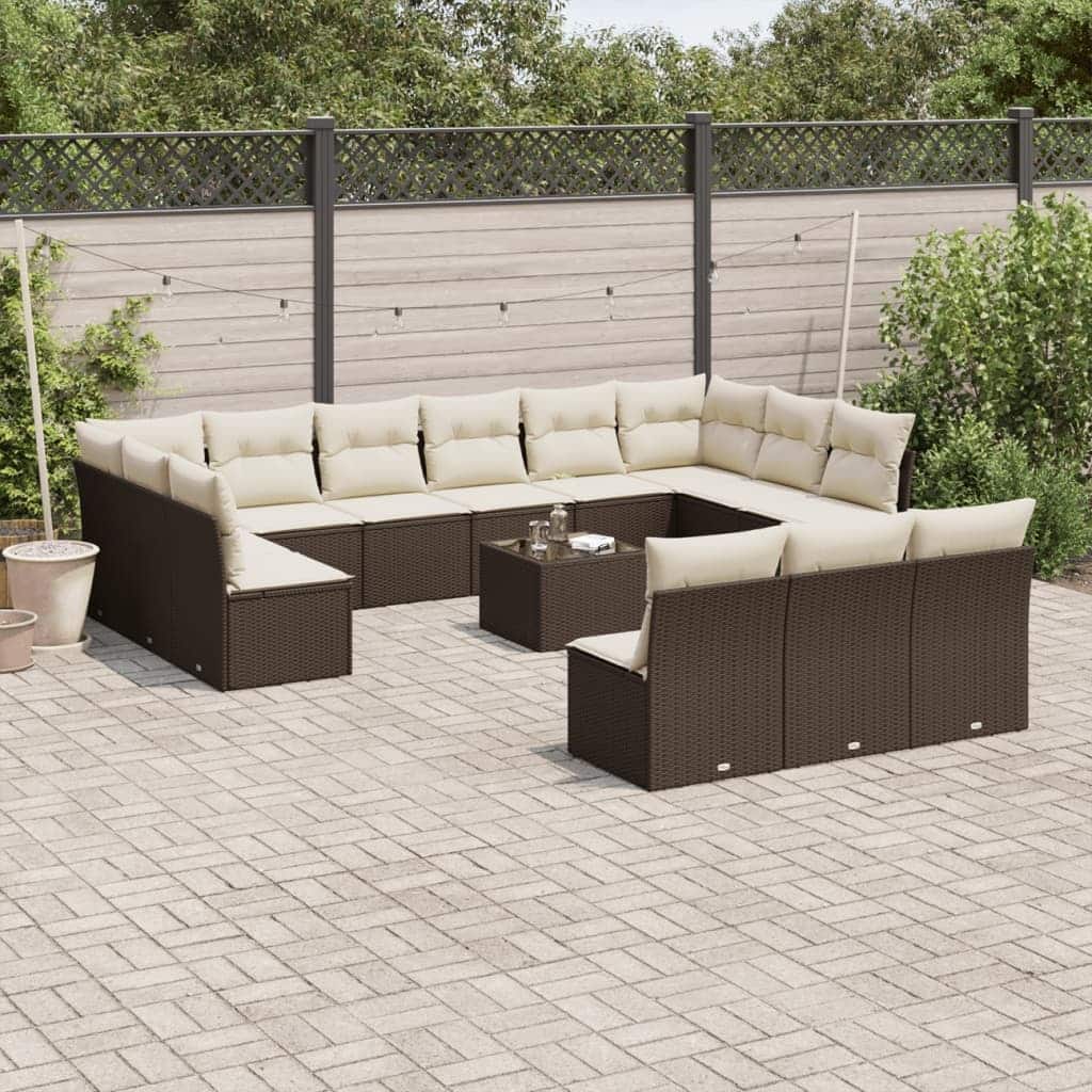 vidaXL Garden Sofa Set Brown, Cream White - 21.7 x 21.7 x 14.6