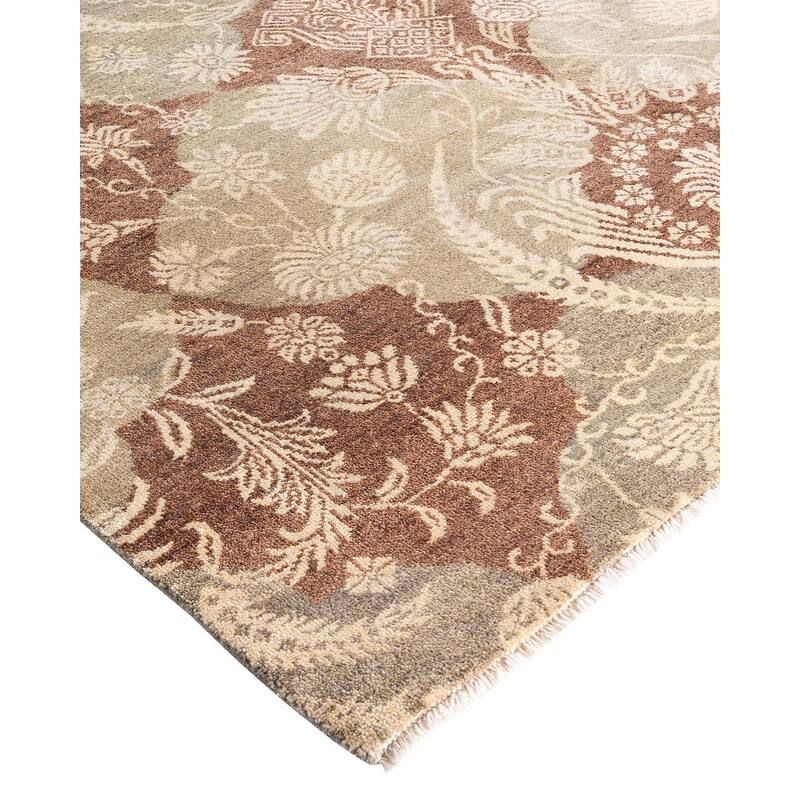 Ikat One-of-a-Kind Hand-Knotted Area Rug - Brown, 9' 2" x 12' 4" - 9' 2" x 12' 4"