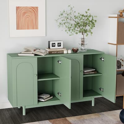 Contemporary Storage Cabinet with Adjustable Shelves and Solid Wood Pulls for Versatile Home Organization