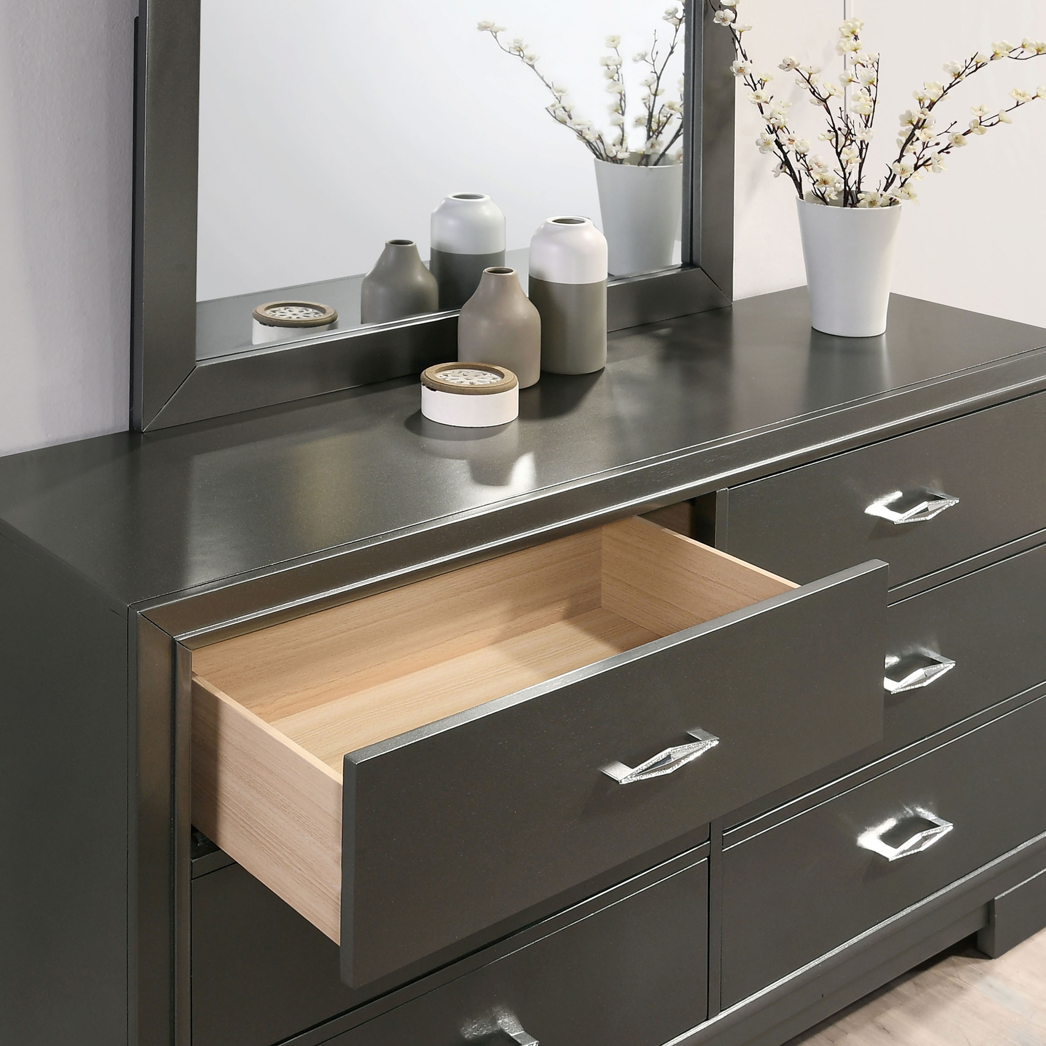 double dresser grey Furniture of America Lalt Contemporary 58-inch Wood 6-Drawer Long evening dress