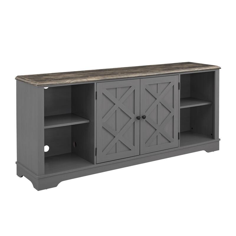 70-inch Extra-Wide Rustic TV Stand for 80" TVs - Natural Wood Finish