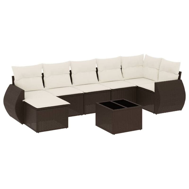 vidaXL Patio Sofa Set with Cushions Outdoor Furniture 8 Piece Poly Rattan - 21.7 x 21.7 x 14.6