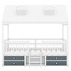 preview thumbnail 7 of 47, House Bed Wood Low Loft Bed House-shape Frame Bed with 2 Roof Skylights, Kids Storage Bed with 4 Drawers, Guardrail and Stairs