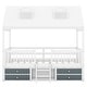 preview thumbnail 6 of 10, White Full Size Wood Bed House with Fence and Roof for Kids, Boys and Girls, Bedroom