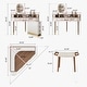 preview thumbnail 7 of 14, Modern Corner Makeup Vanity Table with LED Lighted Mirror, Vanity Desk with 5 Drawers and Stool, Piano Finish