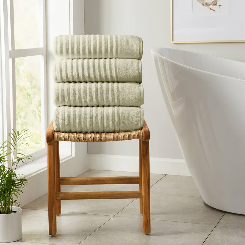 Linery & Co. Combed Cotton Bath Towel Set - Bath Towel (Pack of 4) - Sage Green