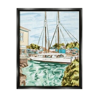 Stupell Coastal Town Marina Framed Floater Canvas Wall Art Design by ...