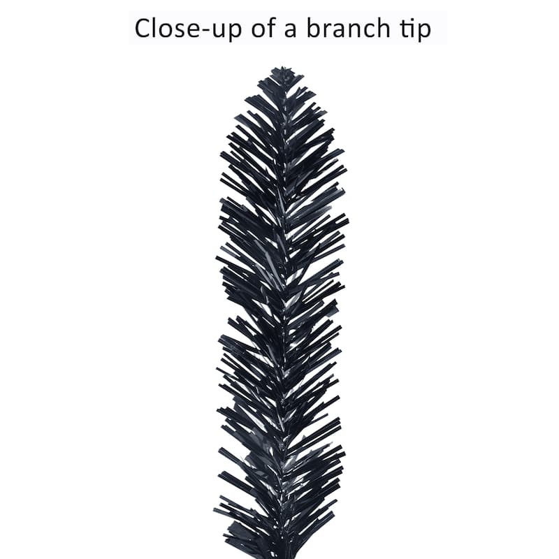 Puleo International 6 ft. Pre-Lit Black Tinsel Artificial Tree