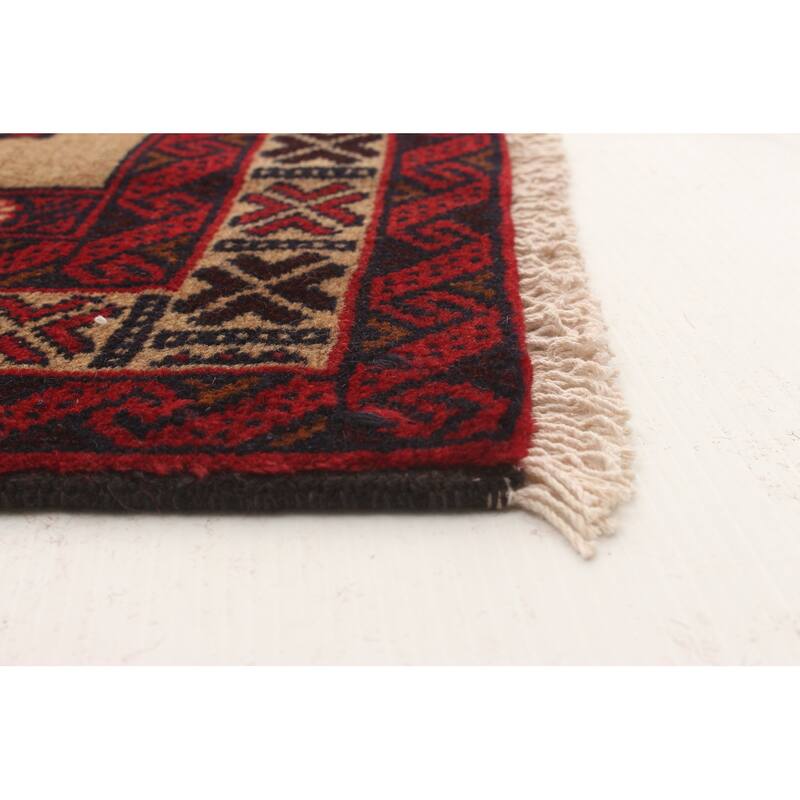 Hand-knotted Rizbaft Tan Wool Rug - 3'7 x 6'6/3'7" x 6'6"