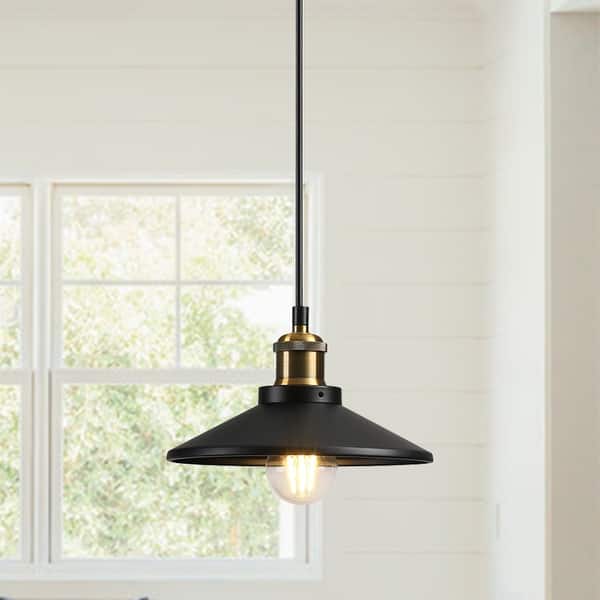 1 Light Single Pendant Matte Black Kitchen Island Lighting Brass
