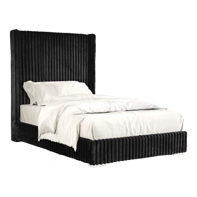 Furniture of America Draper Modern Chenille High Wingback Platform Bed