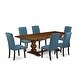 preview thumbnail 27 of 44, 7-Pc Kitchen Dinning Set with Rectangle Table and Parson Chairs - Distressed Jacobean Finish (Color Option)